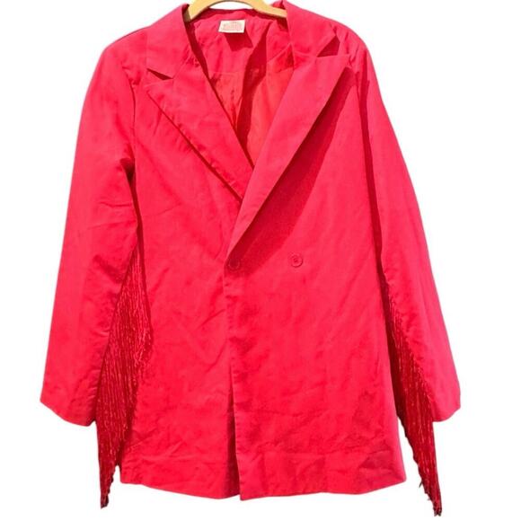 Wild Junkie Boutique pink Fringe Sleeve western Blazer jacket Size Small - Picture 2 of 4